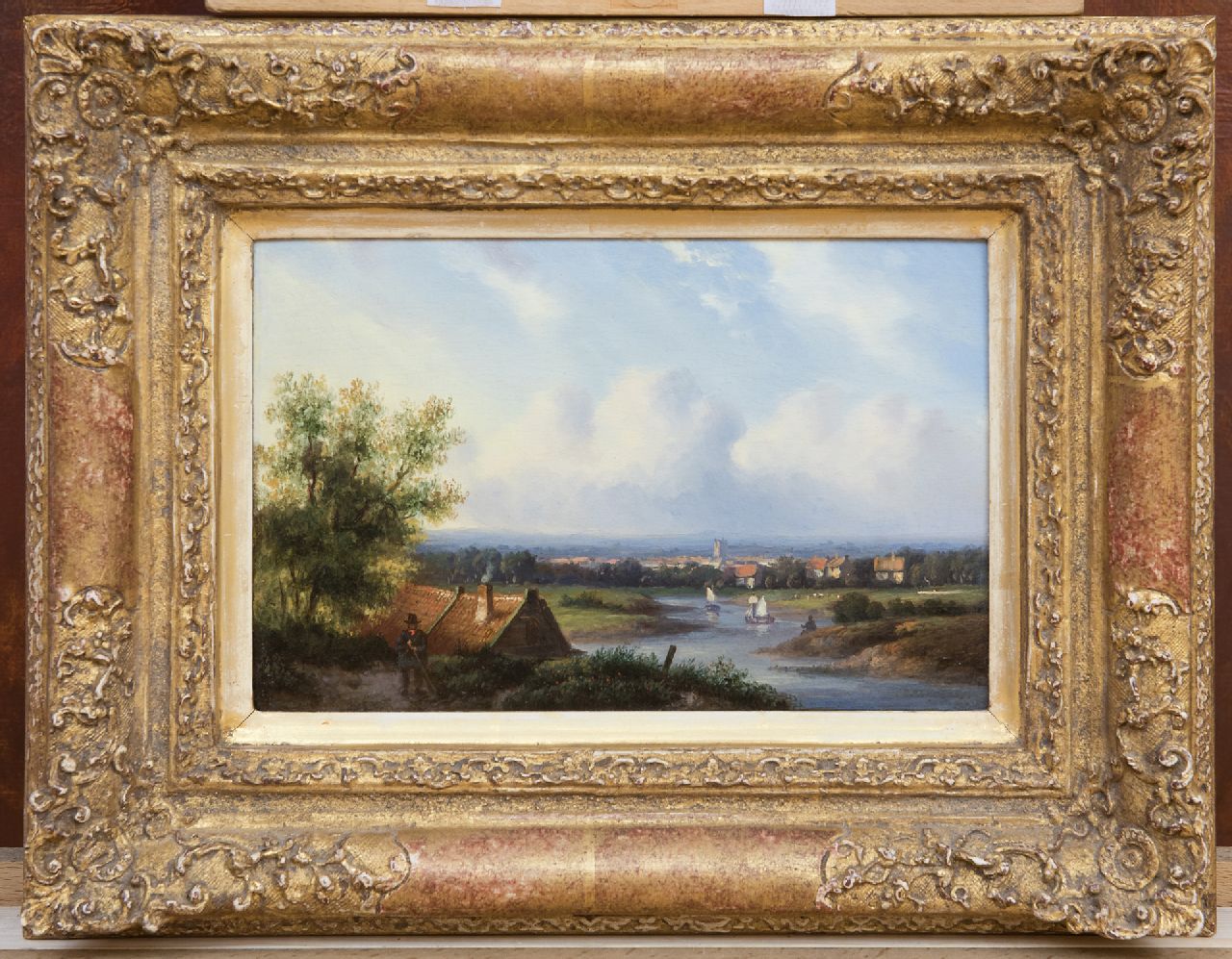 Ahrendts C.E.  | Carl Eduard Ahrendts, A river landscape in summer, oil on panel 14.3 x 21.5 cm, signed l.r.