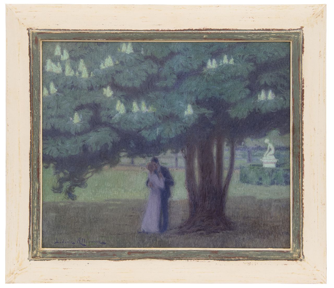 Alleaume L.  | Ludovic Alleaume, The kiss under the chestnut tree, oil on canvas 46.0 x 55.0 cm, signed l.l.