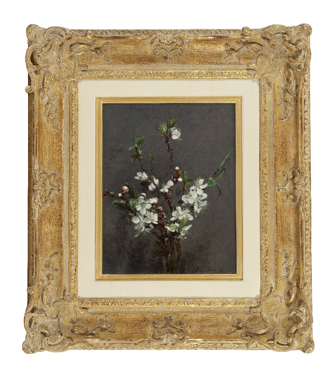 Fantin-Latour I.H.J.T.  | Ignace 'Henri' Jean Théodore Fantin-Latour, Blossoming branches, oil on canvas 27.0 x 21.2 cm, signed l.r. and dated '73