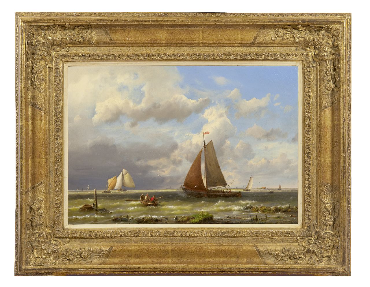 Koekkoek H.  | Hermanus Koekkoek, Ships on a choppy sea, oil on canvas 33.2 x 48.2 cm, signed l.r. and dated '62