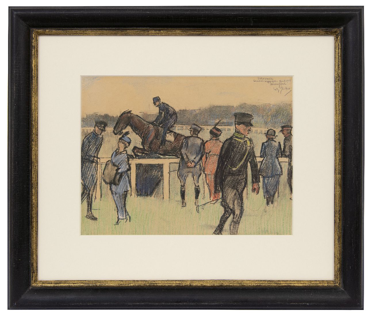 Sluiter J.W.  | Jan Willem 'Willy' Sluiter | Watercolours and drawings offered for sale | Concours Hippique op Birkhoven, coloured chalk on paper 27.2 x 36.0 cm, signed u.r. and dated 'april 1910 Amersfoort'