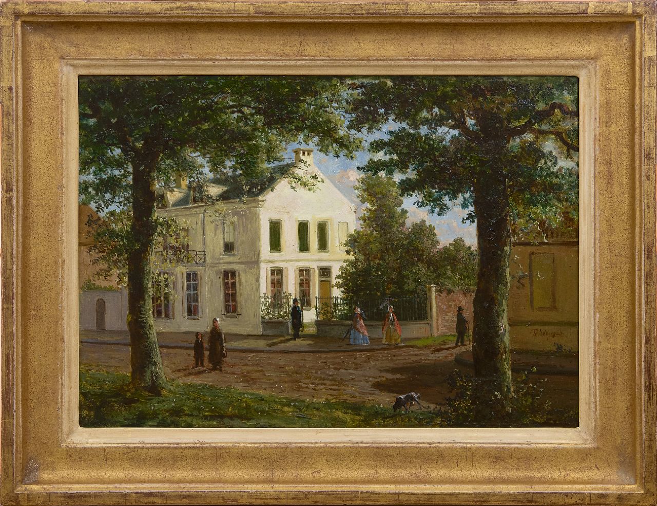 Soeterik T.  | Theodoor Soeterik, Townspeople on the Maliebaan, Utrecht, oil on panel 25.0 x 35.2 cm, signed l.r.