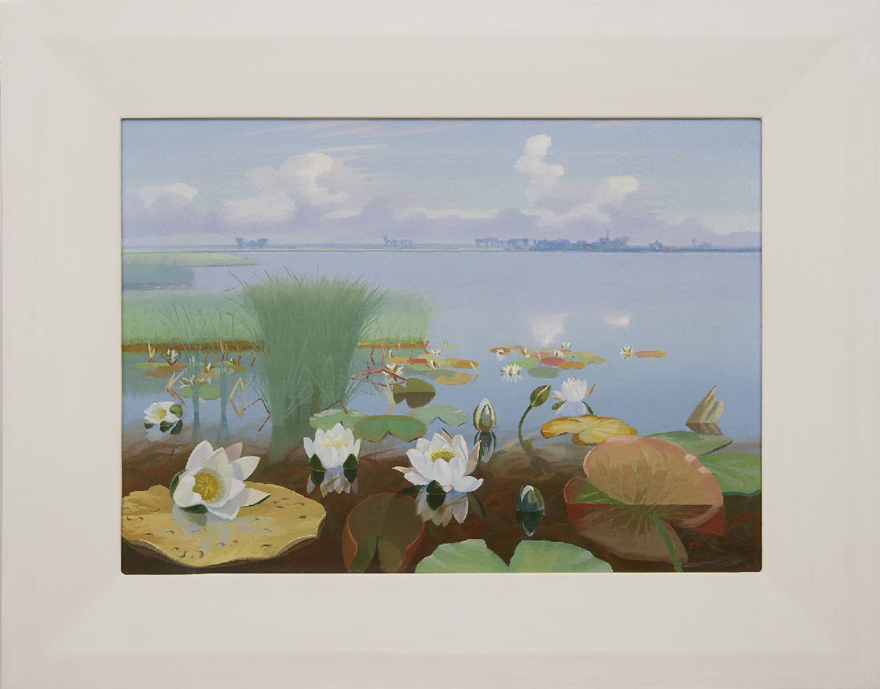 Smorenberg D.  | Dirk Smorenberg, Water lilies in the Loosdrechtse Plassen, oil on canvas 50.8 x 70.3 cm, signed l.r.