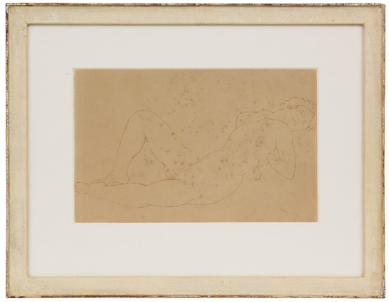 Kelder A.B.  | Antonius Bernardus 'Toon' Kelder | Watercolours and drawings offered for sale | Reclining nude, pen and ink on paper (on board) 19.6 x 29.8 cm, signed l.r.
