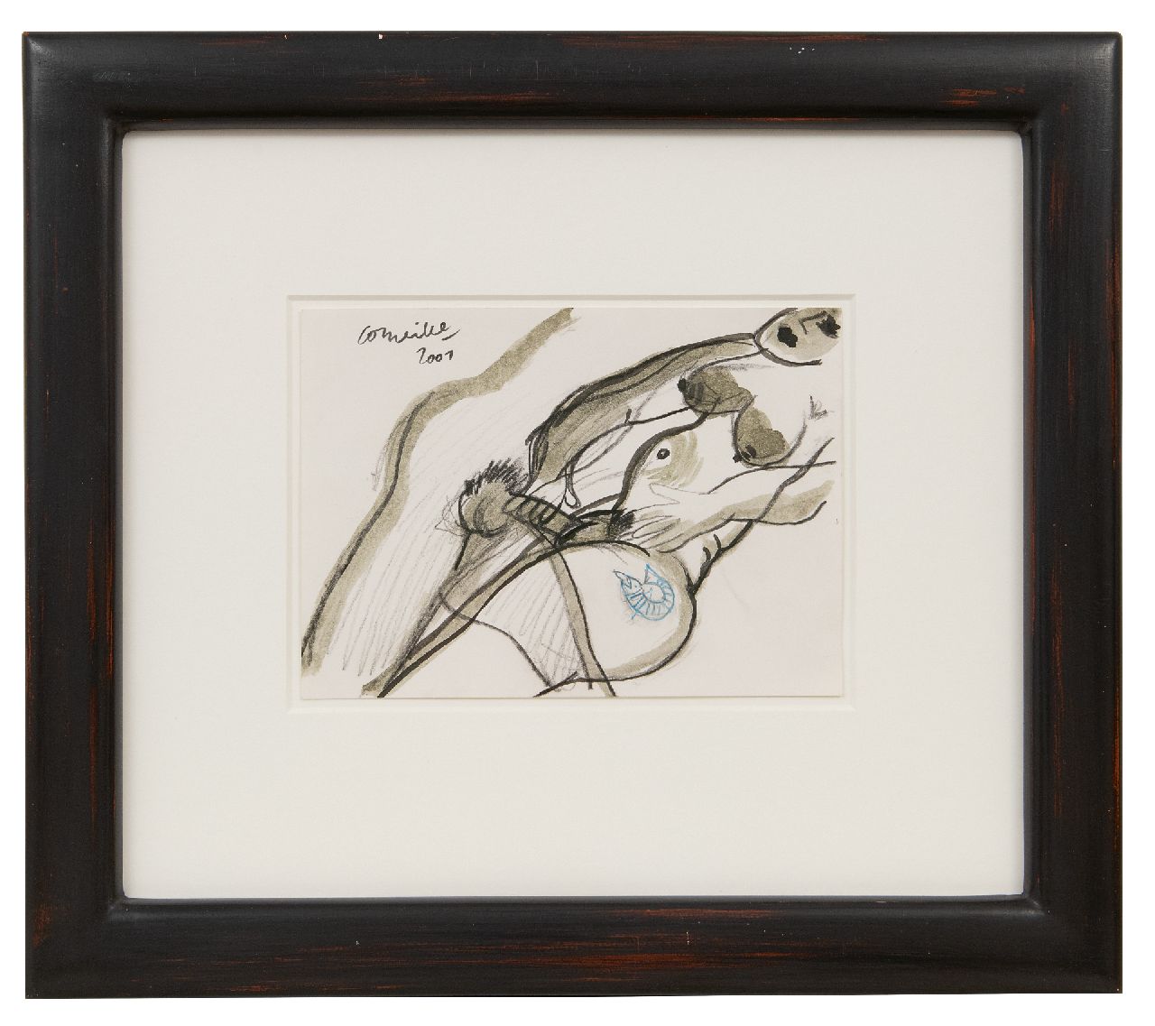 Corneille ('Corneille' Guillaume Beverloo)   | Corneille ('Corneille' Guillaume Beverloo) | Watercolours and drawings offered for sale | Faire l'amour, ink, chalk and watercolour on paper 14.8 x 20.7 cm, signed u.l. and dated 2001
