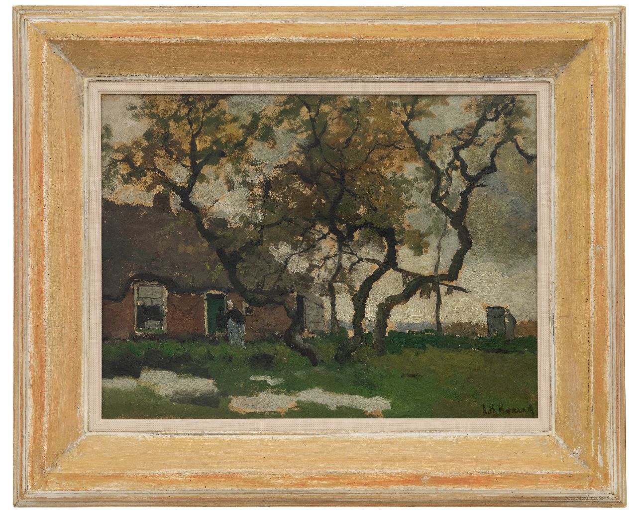 Koning A.H.  | 'Arnold' Hendrik Koning | Paintings offered for sale | Farmyard, oil on panel 31.4 x 41.7 cm, signed l.r.