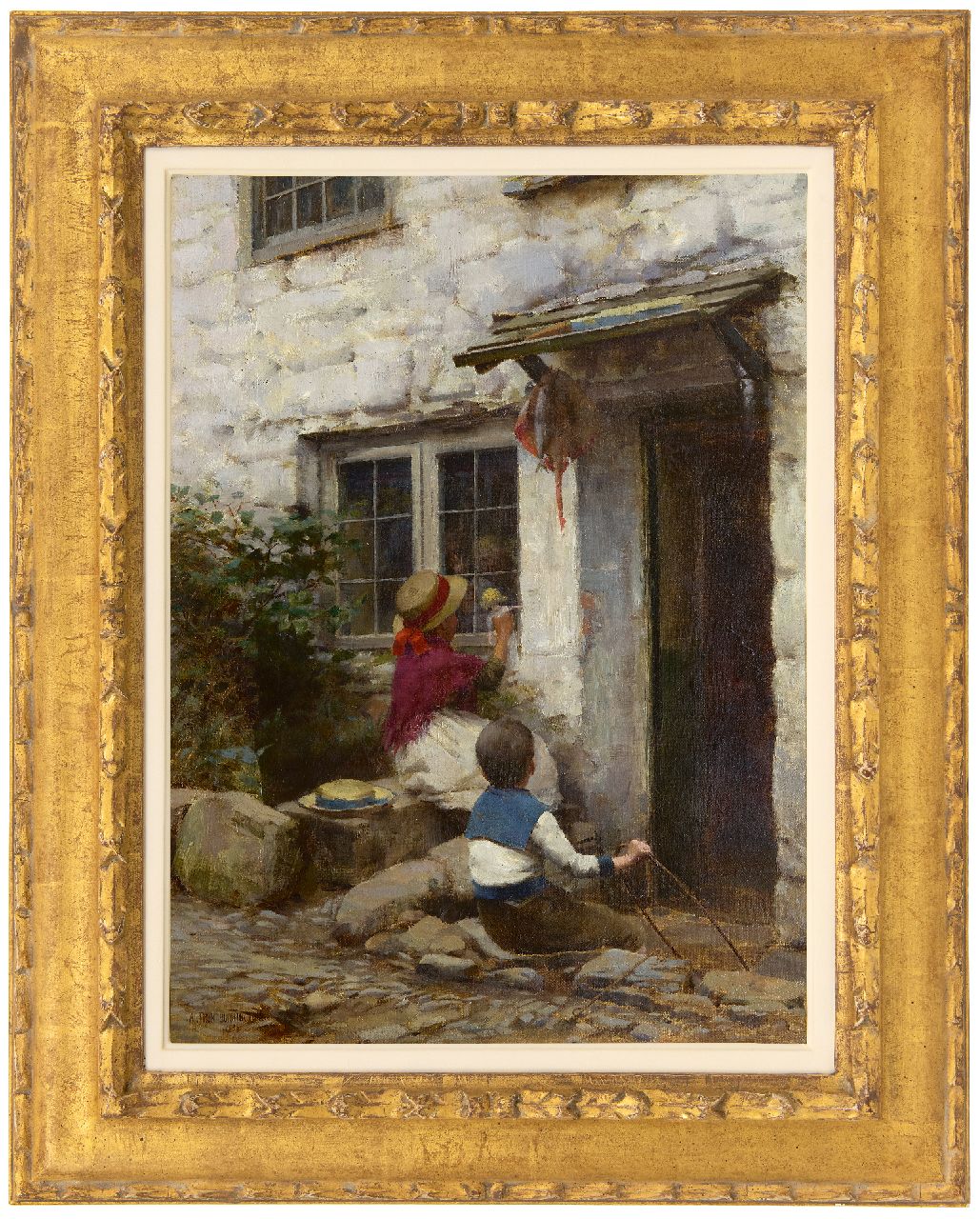 Burrington A.A.  | Arthur Alfred Burrington | Paintings offered for sale | Through the Window Pane, oil on canvas 44.5 x 33.2 cm, signed l.l. and dated 1888