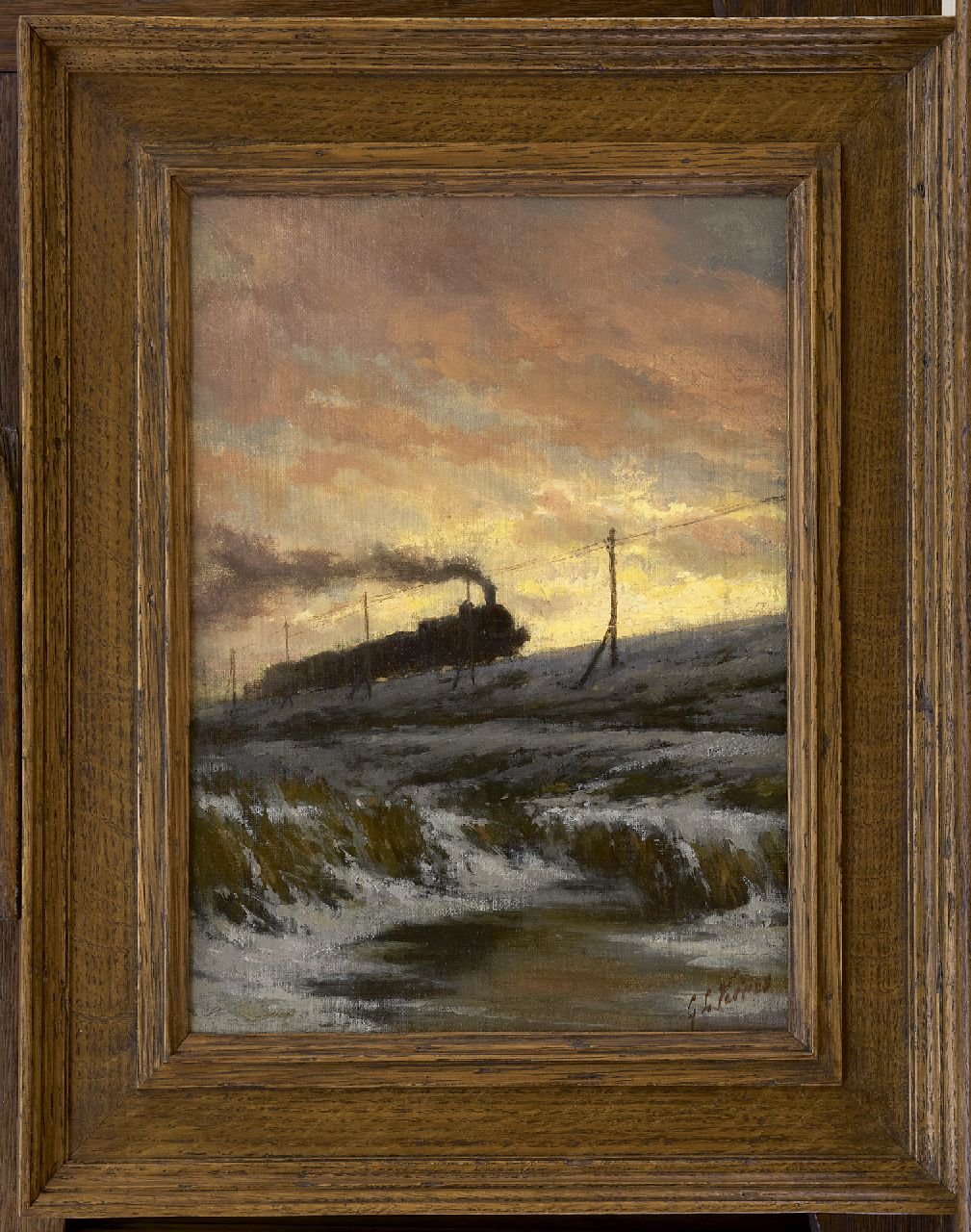 Kiers G.L.  | George Lourens Kiers, Along the railwaytrack, oil on canvas laid down on panel 35.5 x 25.3 cm, signed l.r.