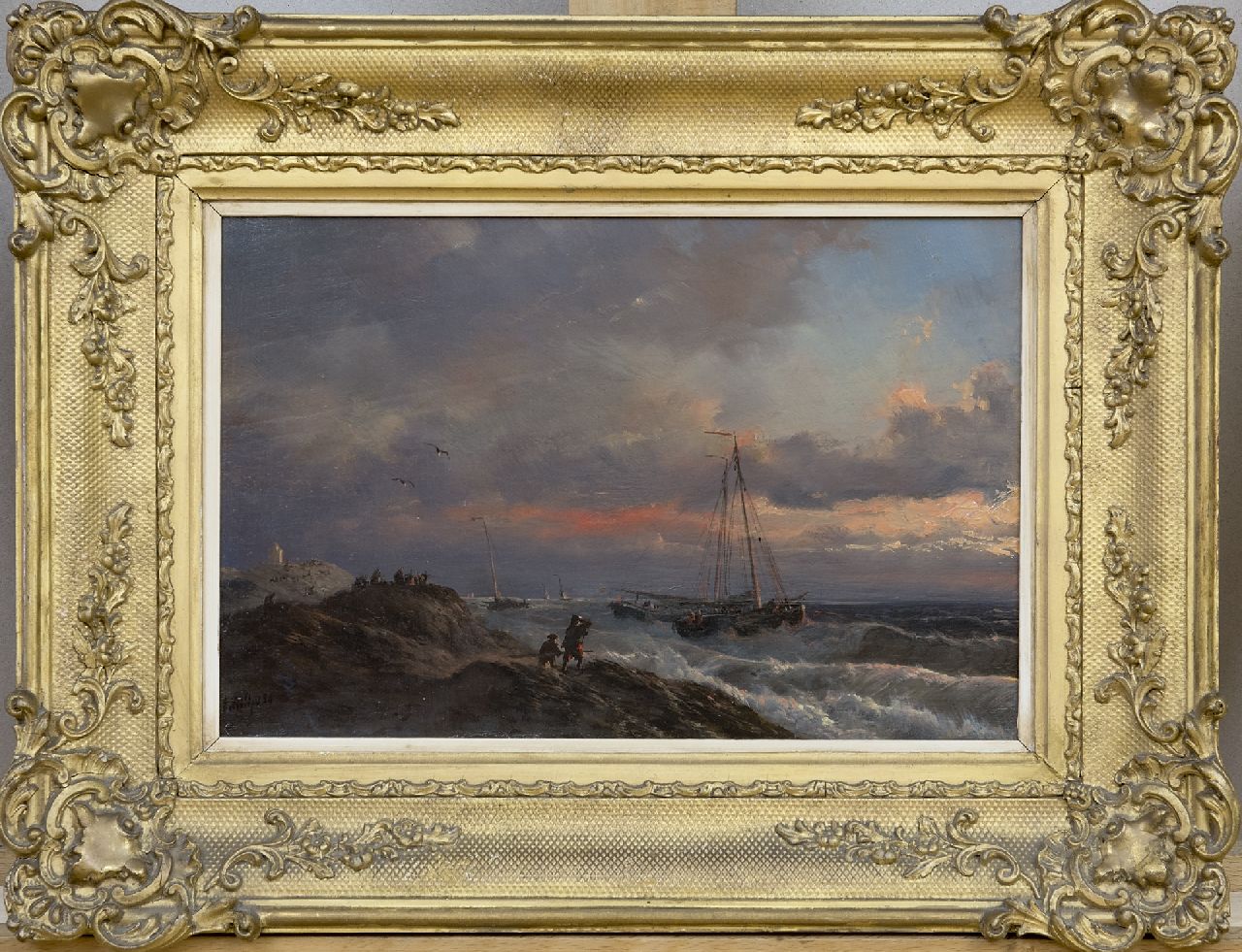 Schiedges P.P.  | Petrus Paulus Schiedges, Storm on the Dutch coast, oil on panel 19.2 x 29.2 cm, signed l.l. and dated '54