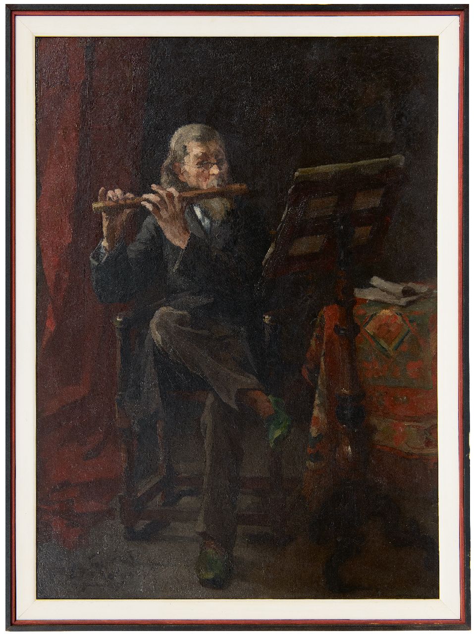 Frankfort E.  | Eduard Frankfort | Paintings offered for sale | The flute player, oil on canvas 72.0 x 51.8 cm, signed l.l. and dated '90