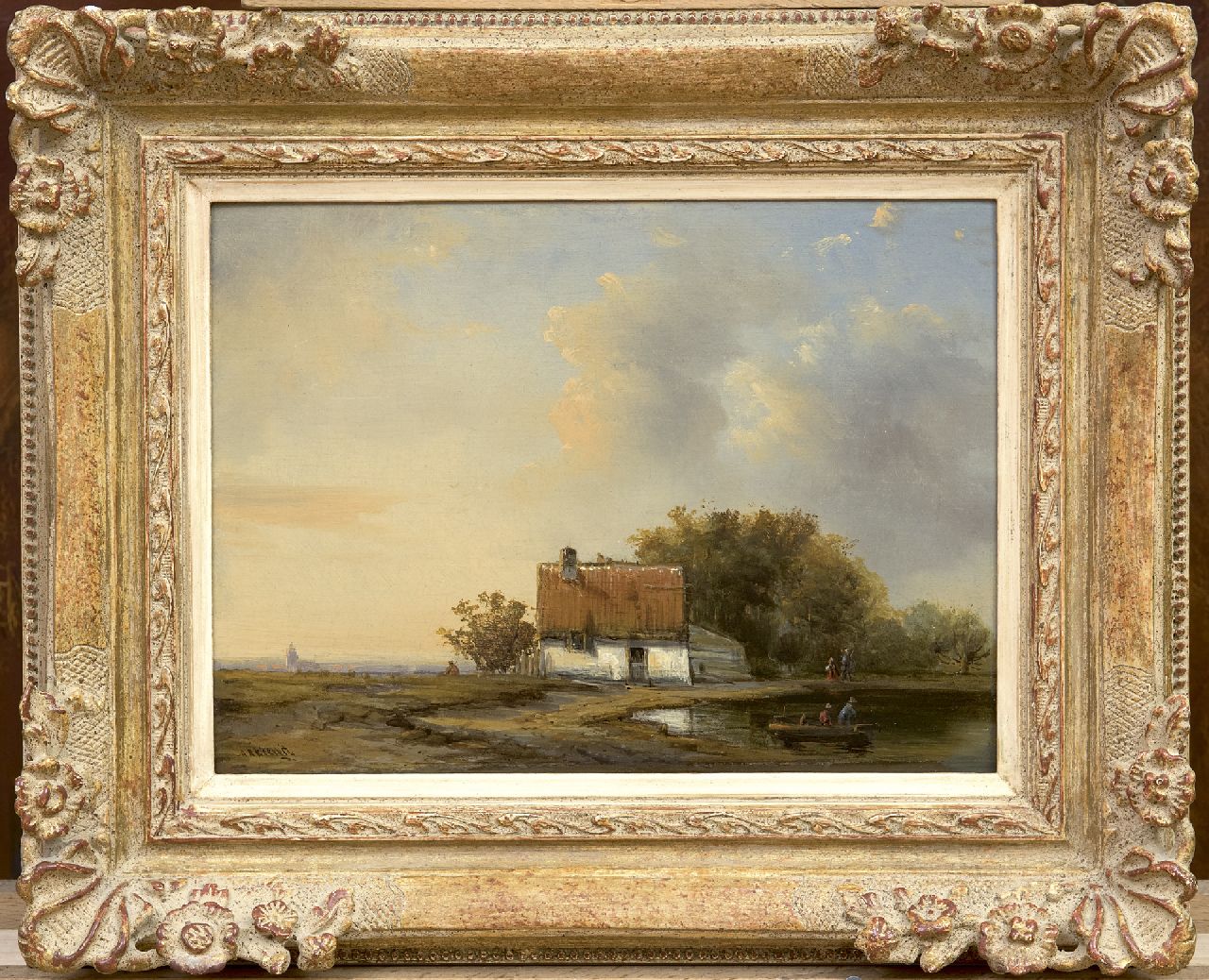 Kiewiet M.A.  | Marinus Albertus Kiewiet, A farm in an extensive landscape, oil on panel 19.1 x 26.2 cm, signed l.l.