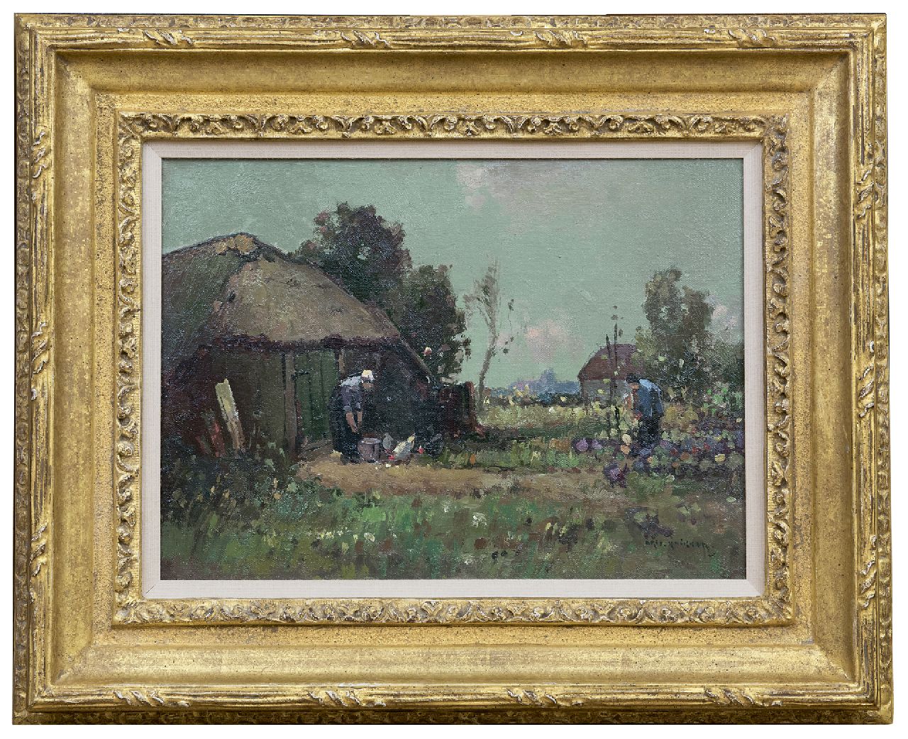 Knikker A.  | Aris Knikker, Farmyard, oil on canvas 26.2 x 35.4 cm, signed l.r.