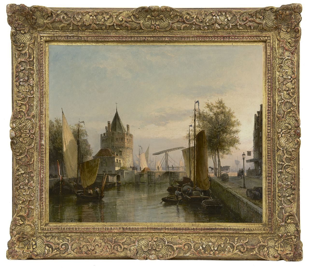 Dommelshuizen C.C.  | Cornelis Christiaan Dommelshuizen, A view of the Schreierstoren from the Geldersekade, Amsterdam, oil on canvas 52.7 x 65.0 cm, signed l.l. and dated 1890