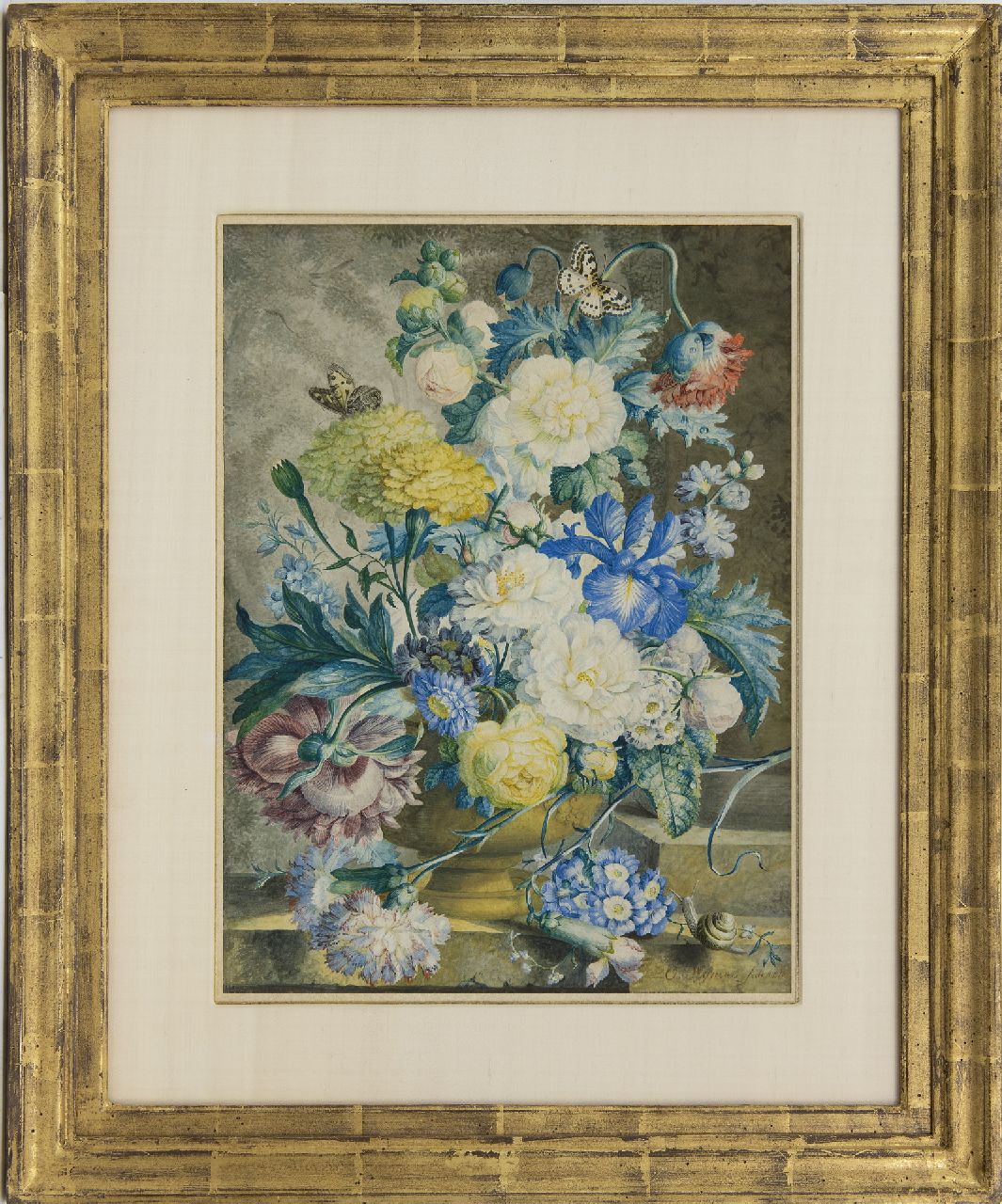 Wijnen O.  | Oswald Wijnen | Watercolours and drawings offered for sale | A flower still life, watercolour on paper 40.6 x 30.1 cm, signed l.r. and dated 1778
