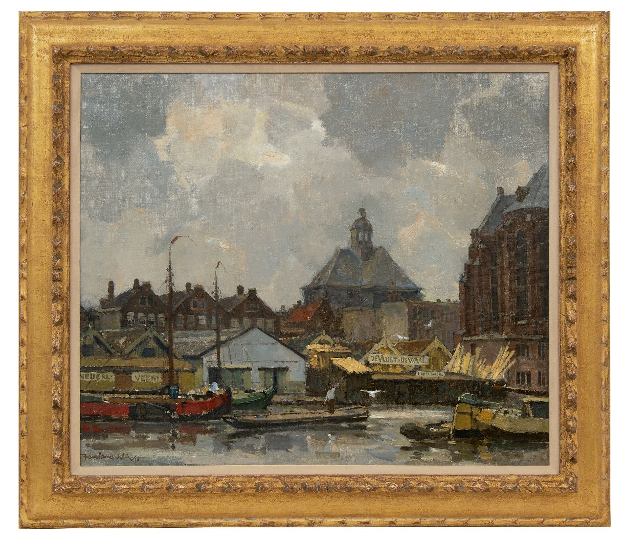 Langeveld F.A.  | Franciscus Arnoldus 'Frans' Langeveld | Paintings offered for sale | A view of the Wittenburgergracht in Amsterdam, with the Oosterkerk, oil on canvas 50.9 x 60.6 cm, signed l.l. and dated '25