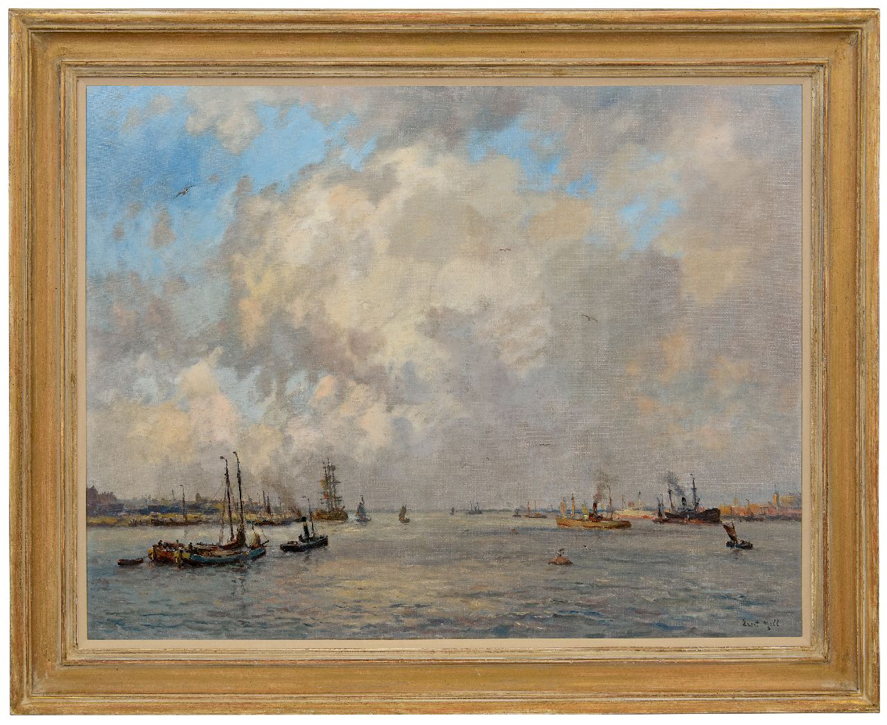 Moll E.  | Evert Moll | Paintings offered for sale | Navigation under a high cloudy sky, oil on canvas 72.2 x 92.7 cm, signed l.r.