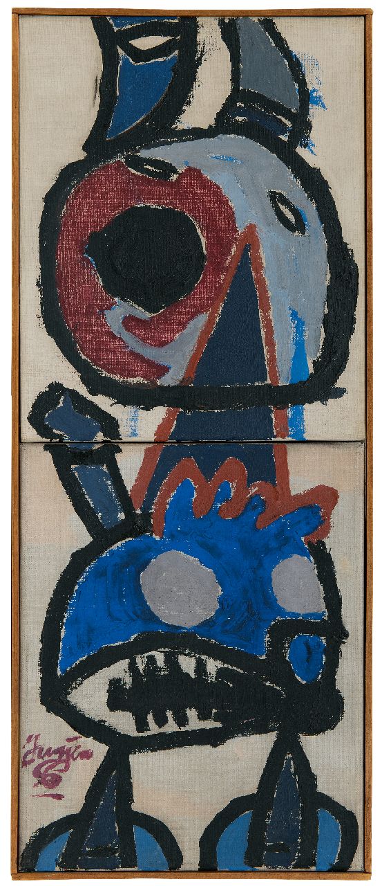 Haan J. de | Jurjen de Haan | Paintings offered for sale | Abstract creature, oil on canvas 60.0 x 24.2 cm, signed l.l. and dated '56