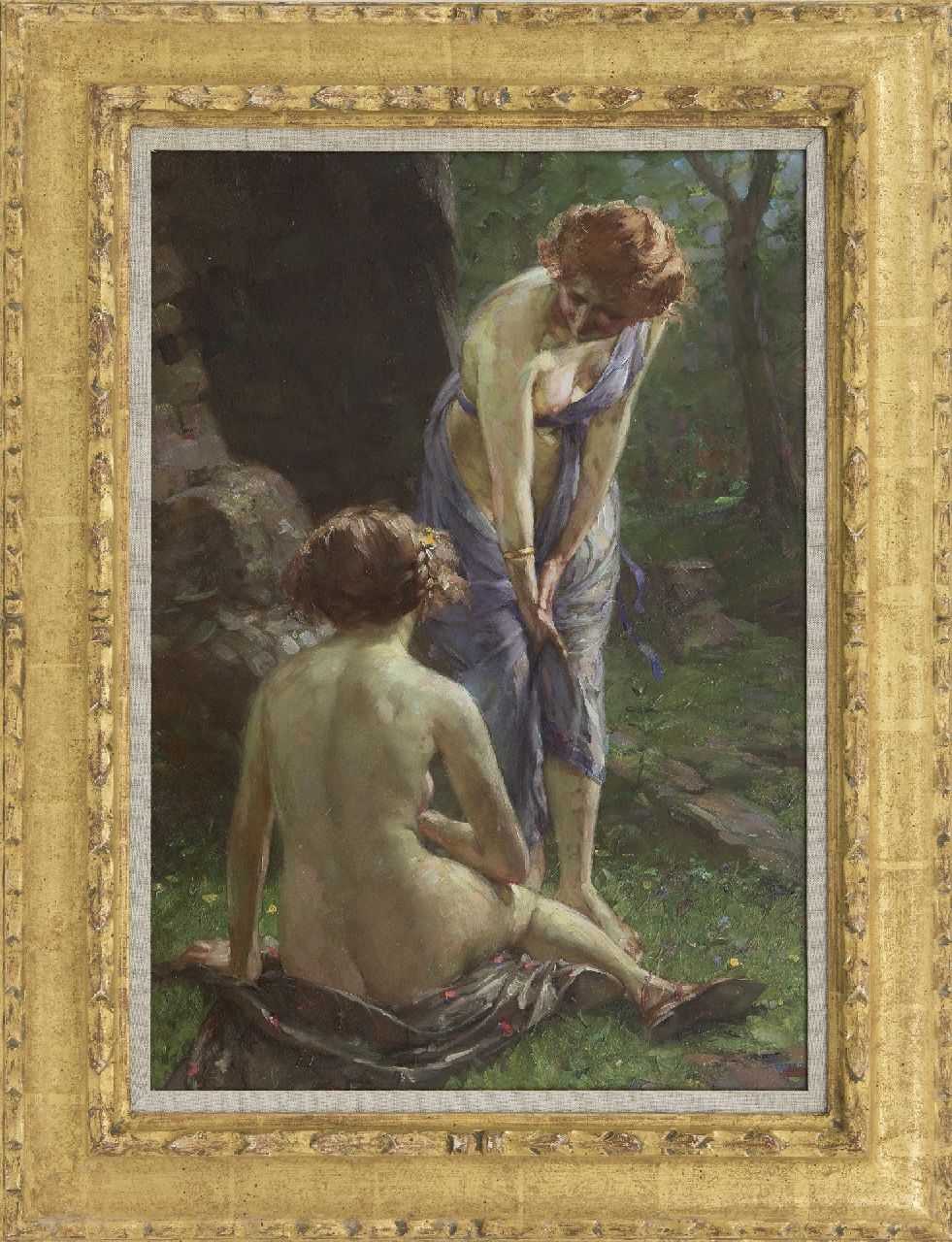 Schade W.  | Wilhelm Schade | Paintings offered for sale | Ein Spiel, oil on panel 50.2 x 36.0 cm, signed u.l.