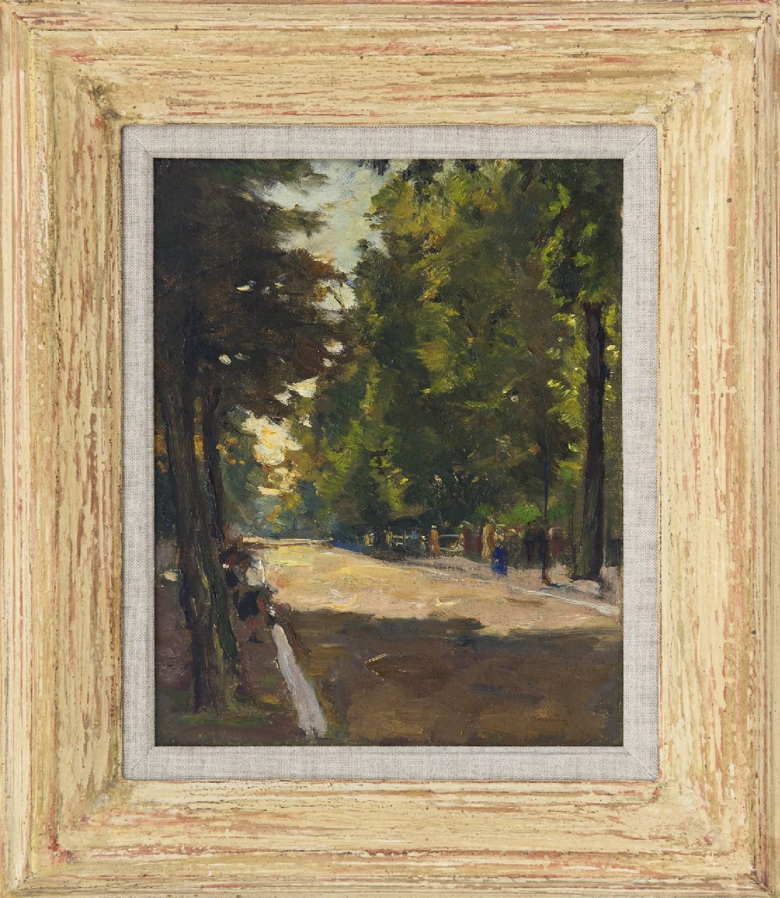 Noltee B.C.  | Bernardus Cornelis 'Cor' Noltee, Strolling in the park, oil on canvas 25.3 x 20.3 cm