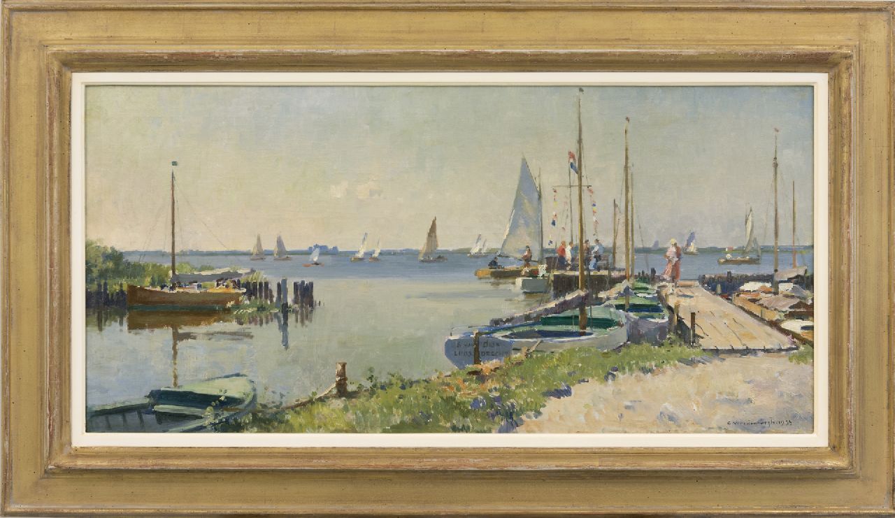 Vreedenburgh C.  | Cornelis Vreedenburgh, A sunny day along the Lake Loosdrecht, oil on canvas 36.3 x 74.8 cm, signed l.r. and dated 1933