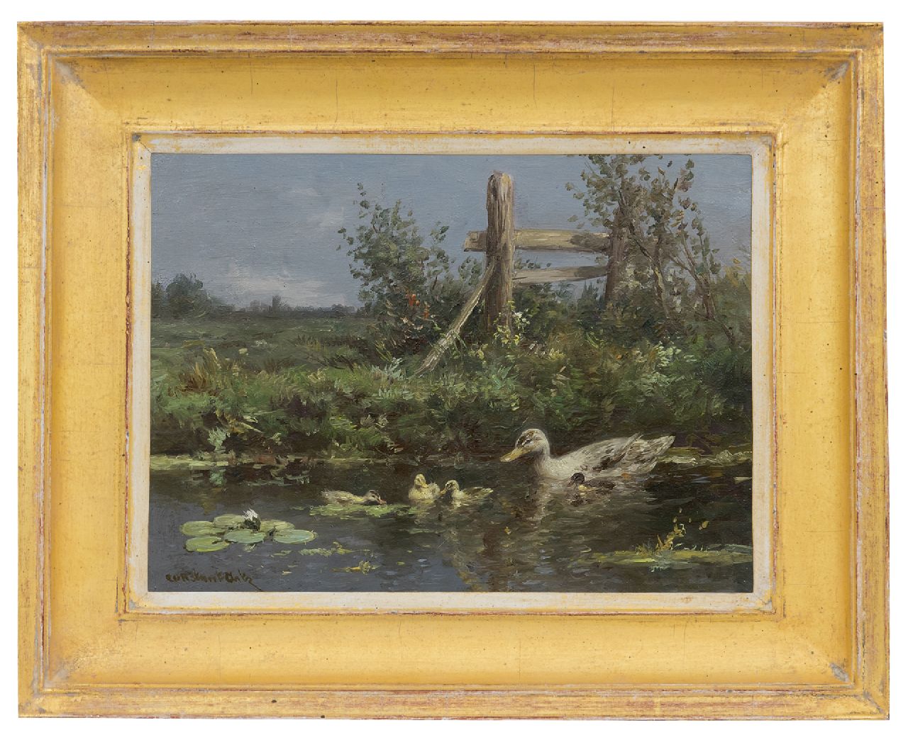 Artz C.D.L.  | 'Constant' David Ludovic Artz, Ducks and ducklings near the waterfront, oil on panel 18.1 x 24.2 cm, signed l.l.