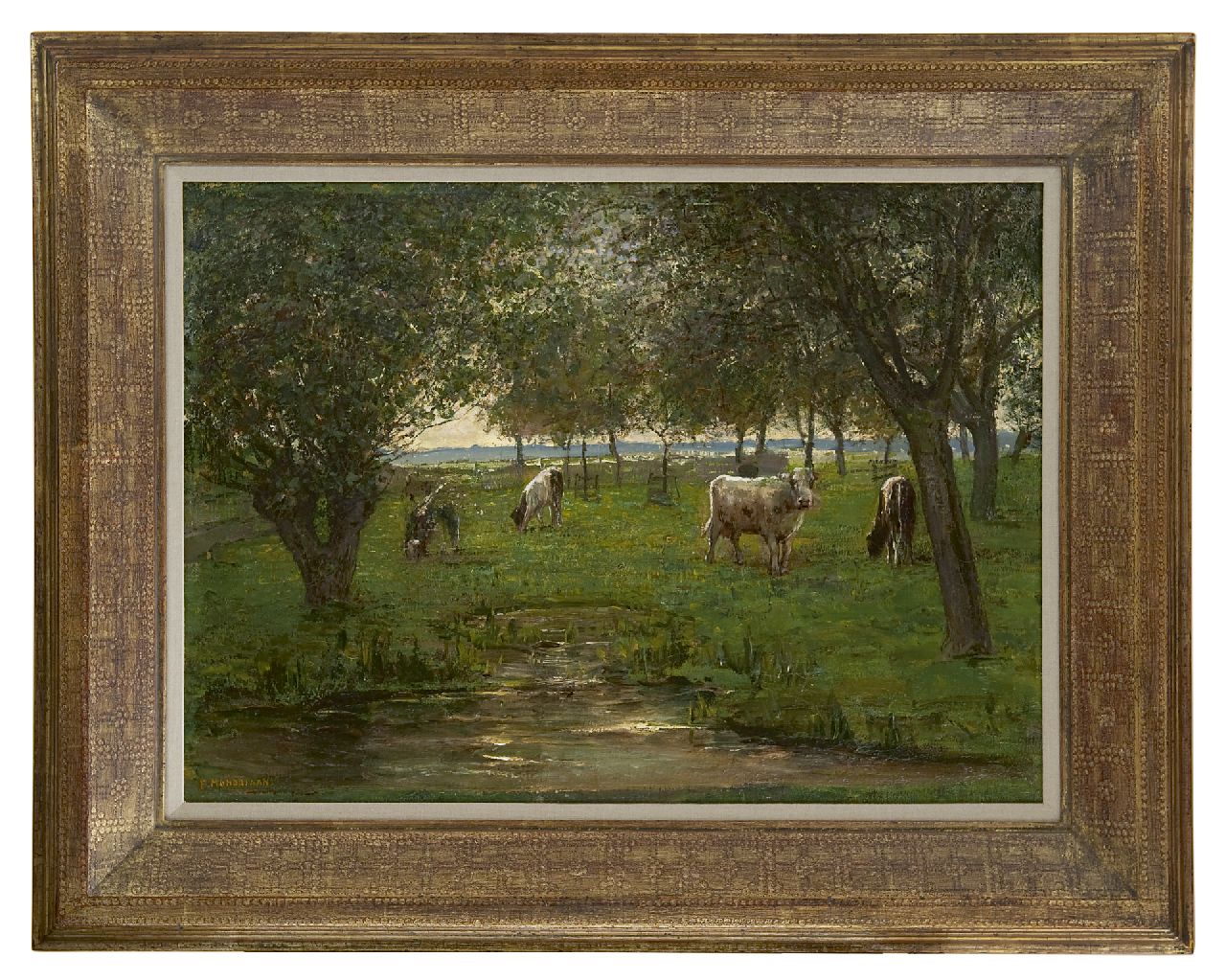 Mondriaan P.C.  | Pieter Cornelis 'Piet' Mondriaan, Cattle in an orchard, oil on canvas 50.2 x 69.3 cm, signed l.l. and painted 1902-1903