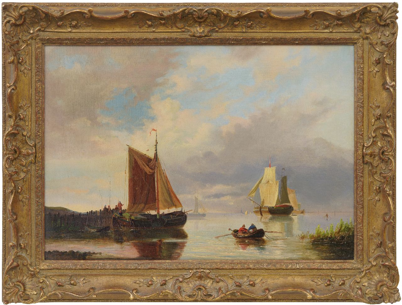 Hendriks G.  | Gerardus 'George Henry' Hendriks, Sailing ships in calm water, oil on canvas 43.0 x 61.0 cm, signed l.r.