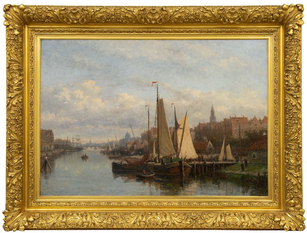 Hulk sr. J.F.  | Johannes Frederik Hulk sr. | Paintings offered for sale | A Dutch inner port, oil on canvas 63.2 x 92.6 cm, signed l.r.