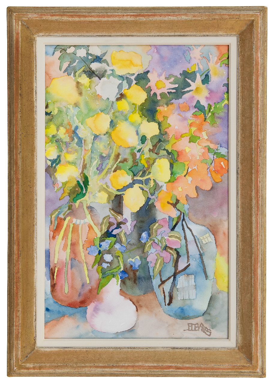 Vries J.S. de | Jacob Sybout 'Jaap' de Vries | Watercolours and drawings offered for sale | Flowers, watercolour on paper 50.5 x 32.5 cm, signed l.r. with monogram and painted in 1960's