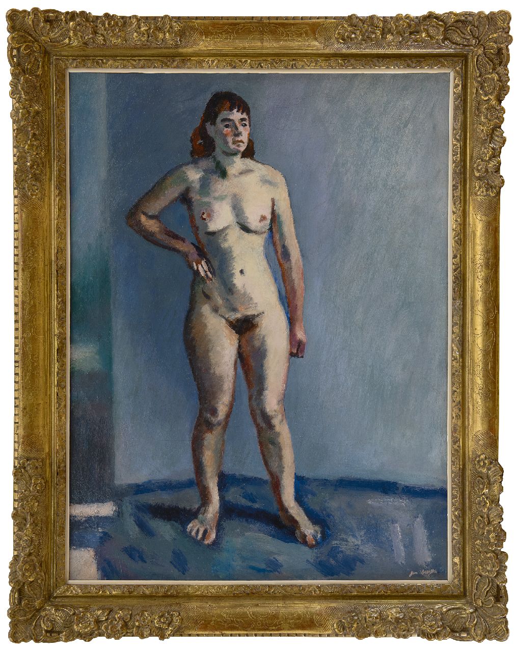 Wiegers J.  | Jan Wiegers | Paintings offered for sale | Standing nude, oil on canvas 61.3 x 46.3 cm, signed l.r. and painted in the 1940s