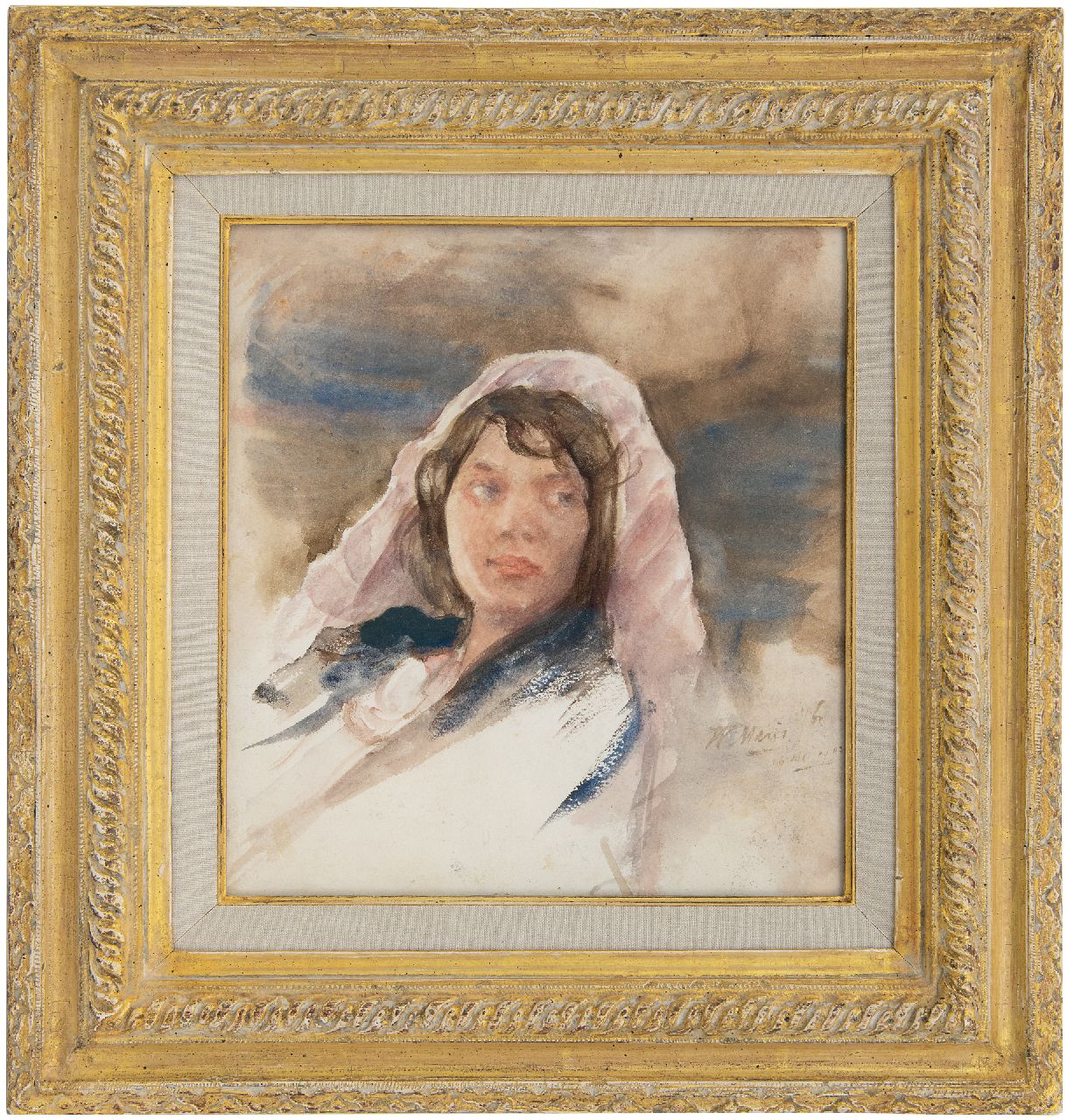 Maris W.M.  | 'Willem' Matthijs Maris | Watercolours and drawings offered for sale | Young woman in a cape, watercolour on paper 24.2 x 22.1 cm, signed l.r. and dated 16 mei 1903