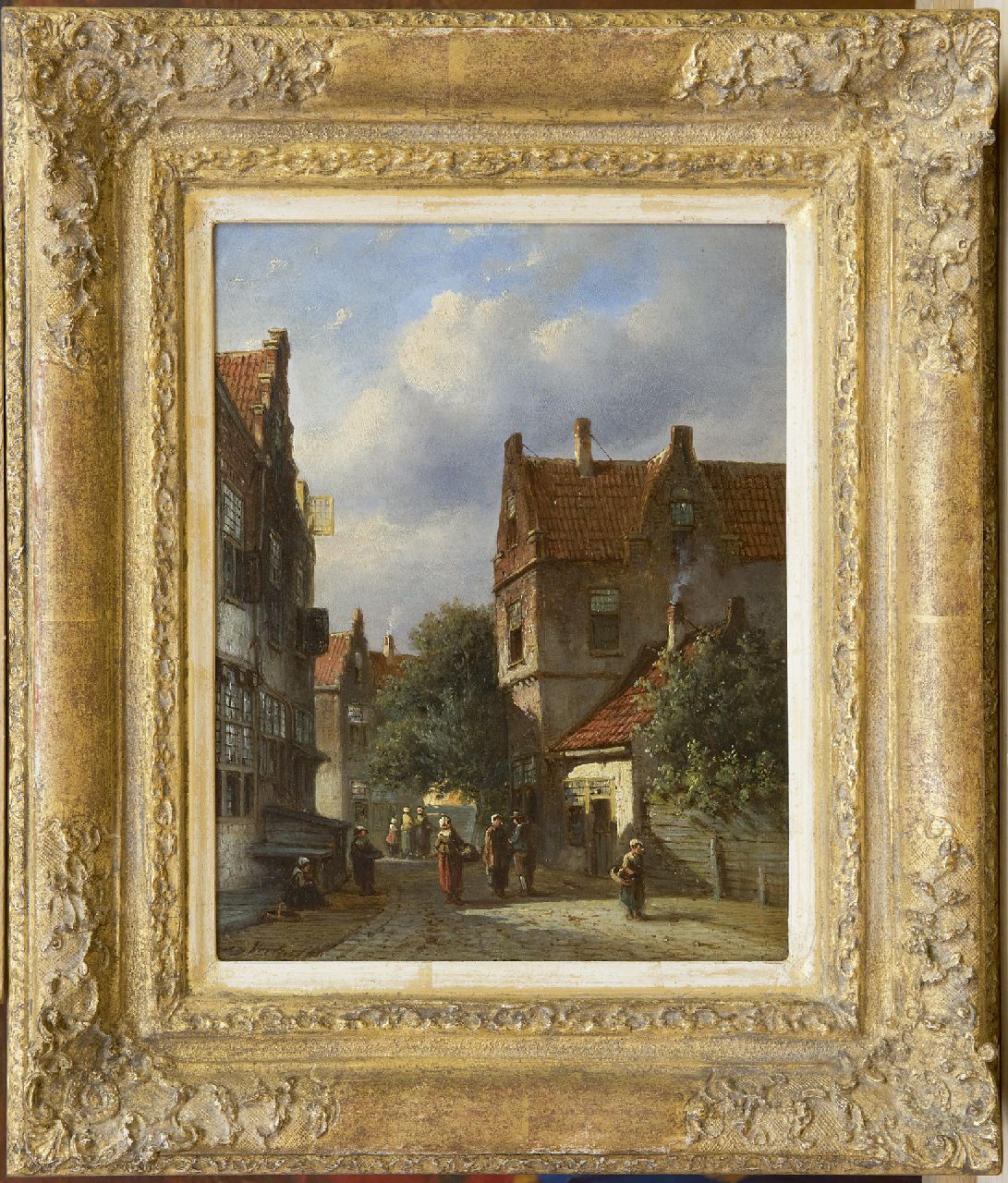 Vertin P.G.  | Petrus Gerardus Vertin | Paintings offered for sale | A Dutch street scene, oil on panel 23.6 x 18.6 cm, signed l.l.