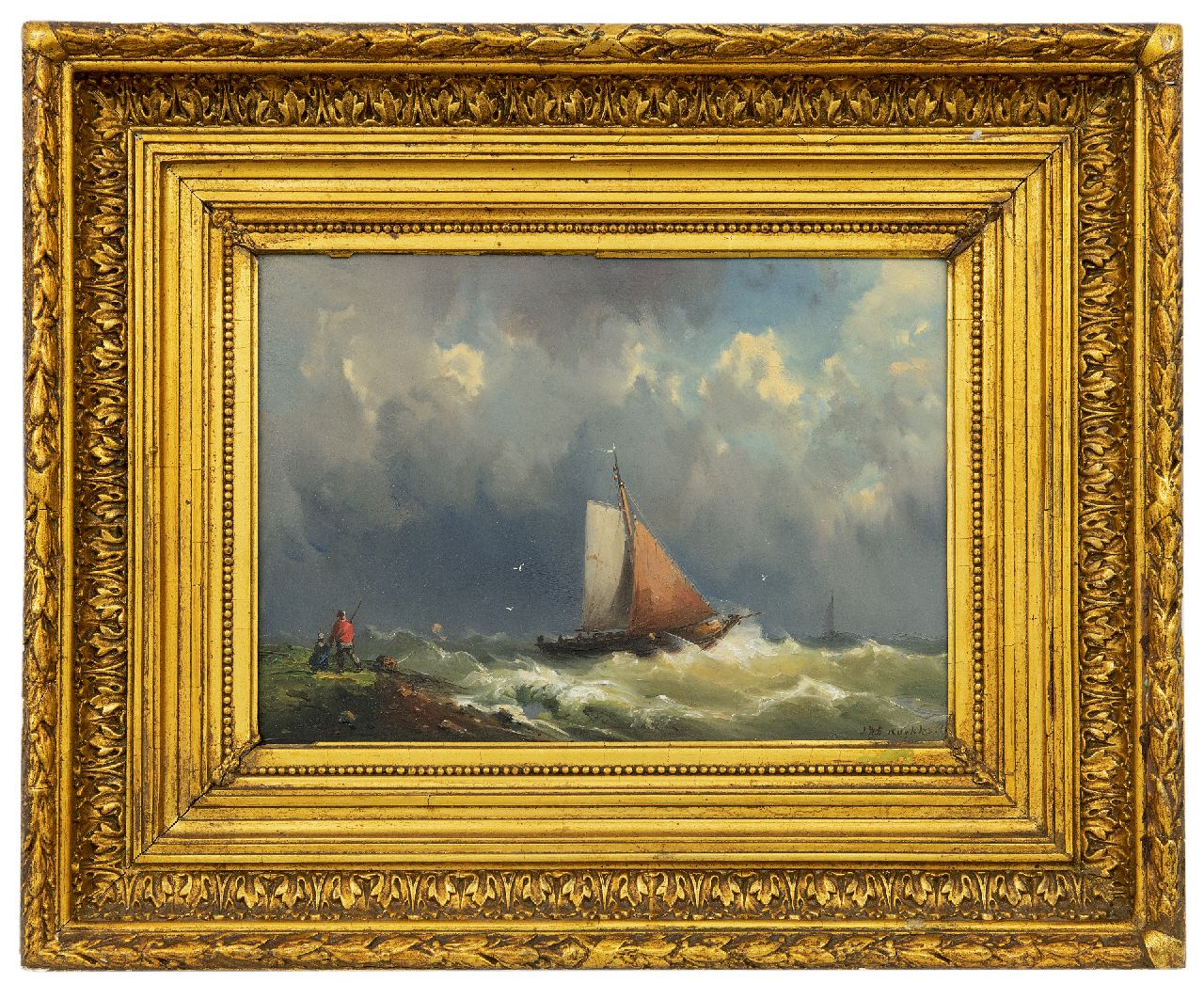Koekkoek J.H.B.  | Johannes Hermanus Barend 'Jan H.B.' Koekkoek, Sailing ships on a choppy sea, oil on panel 23.1 x 32.7 cm, signed l.r.