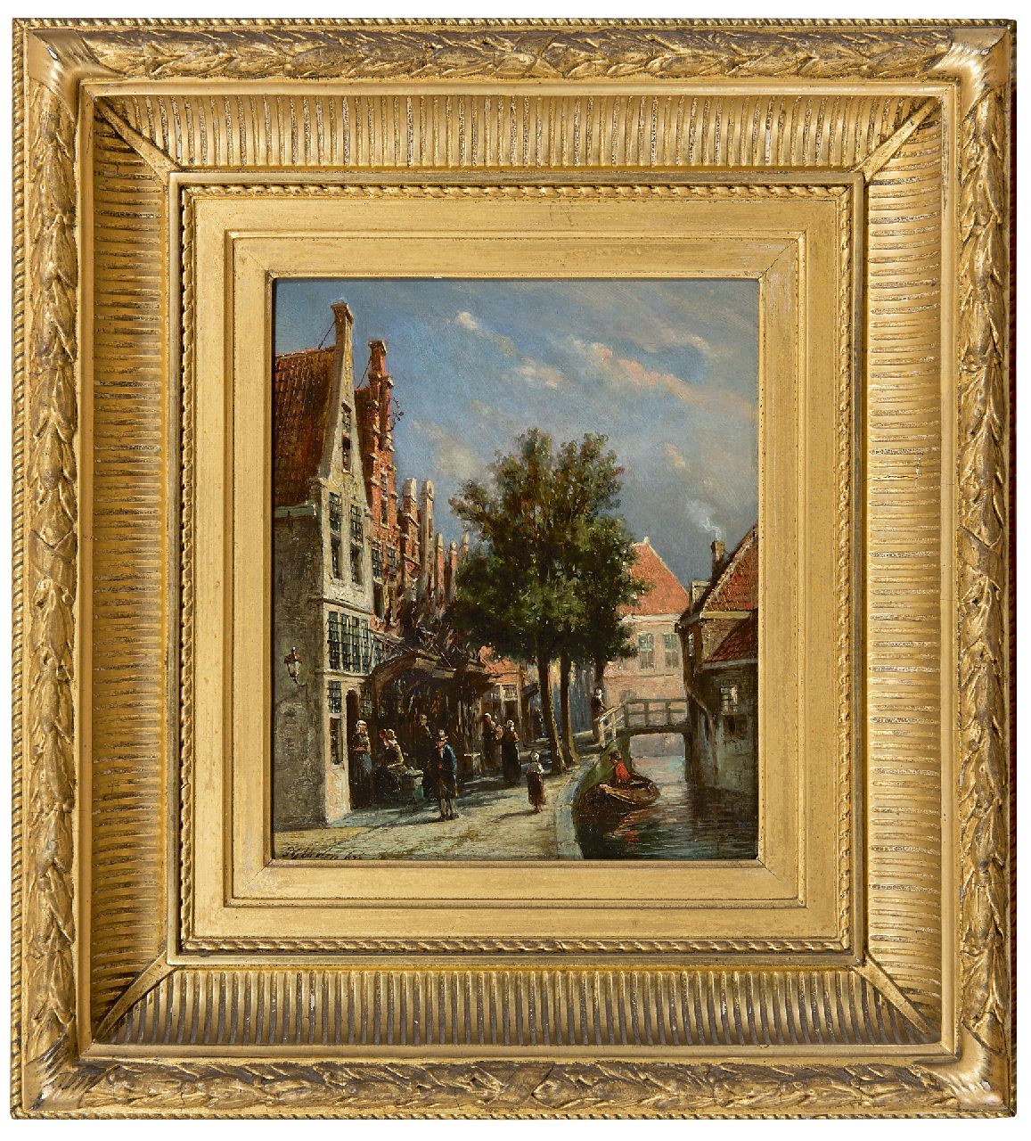 Vertin P.G.  | Petrus Gerardus Vertin, A Dutch canal scene, oil on panel 21.9 x 18.0 cm, signed l.l. and dated '73