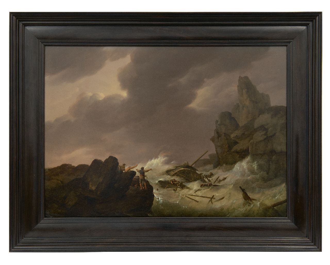 Koekkoek J.H.  | Johannes Hermanus Koekkoek, Shipwreck off the coast, oil on panel 34.1 x 47.7 cm, signed l.c. and painted ca. 1810