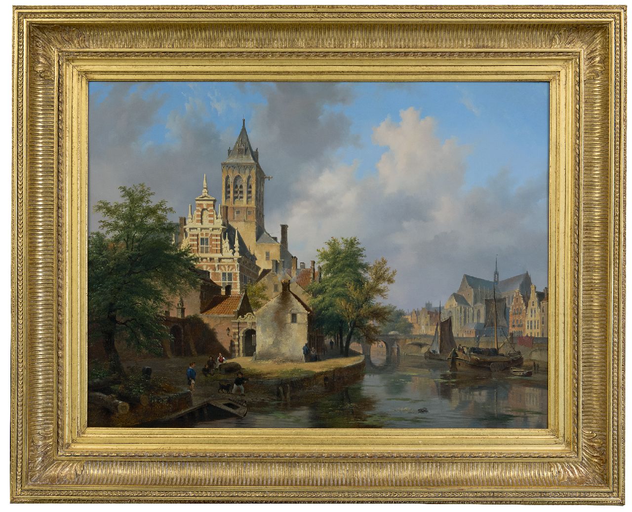 Hove B.J. van | Bartholomeus Johannes 'Bart' van Hove | Paintings offered for sale | A sunny townview, oil on panel 61.7 x 82.5 cm, signed l.l. and dated 1840