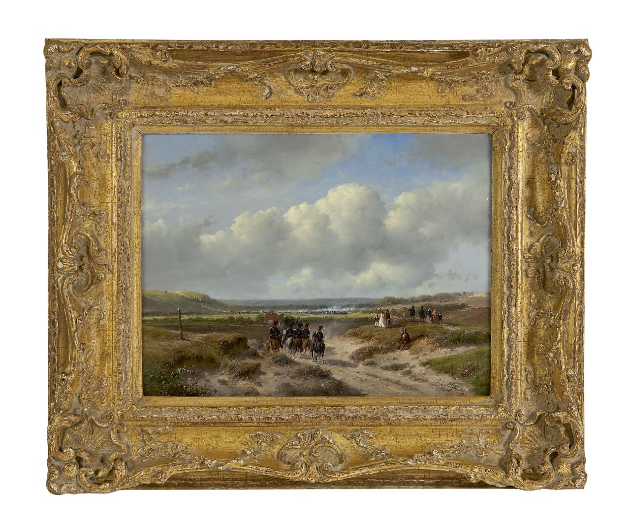 Schelfhout A.  | Andreas Schelfhout, The Hague garrison at the Waalsdorpervlakte, oil on panel 22.1 x 29.2 cm, signed l.r. and painted ca. 1862