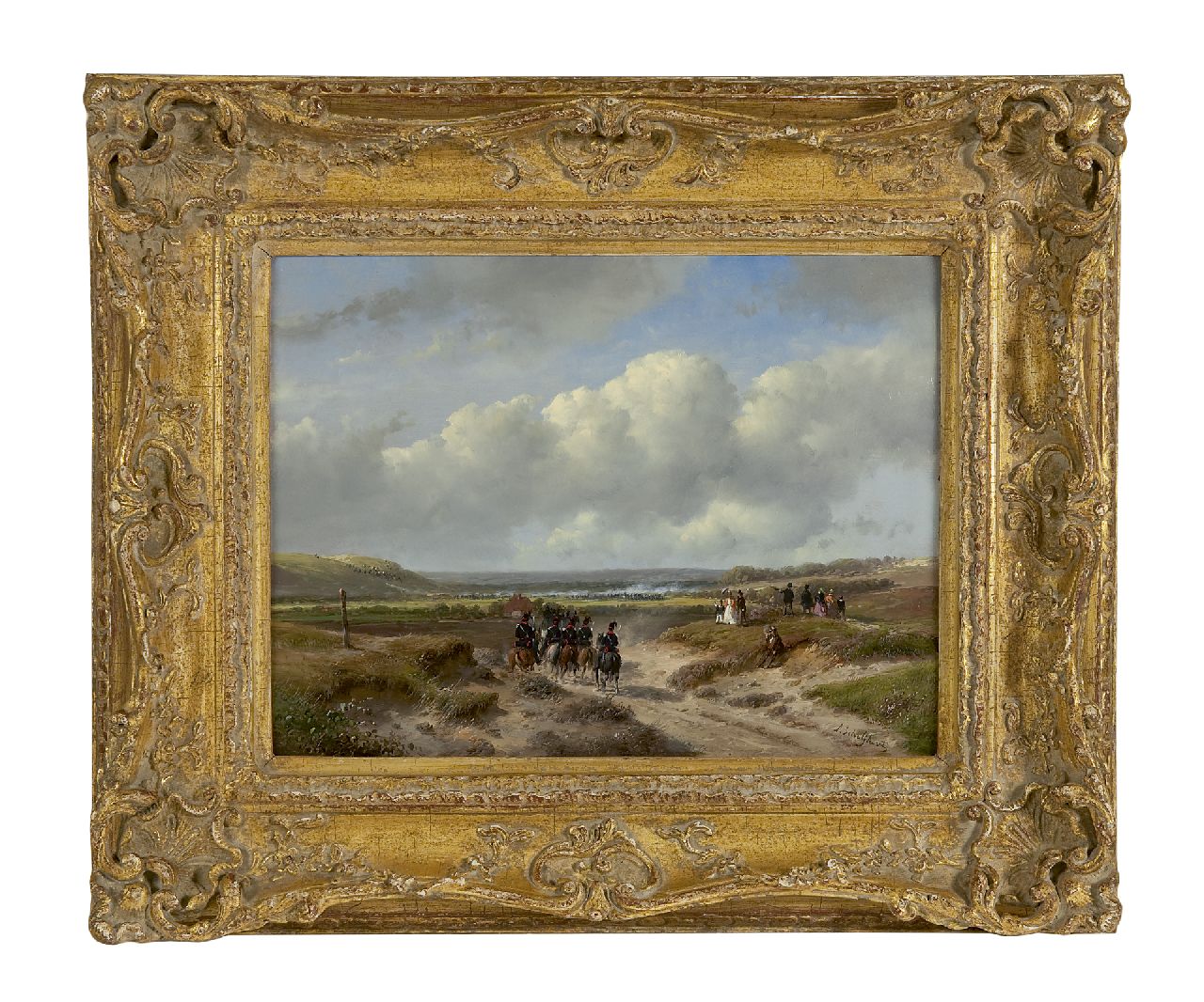 Schelfhout A.  | Andreas Schelfhout, The Hague garrison at the Waalsdorpervlakte, oil on panel 22.1 x 29.2 cm, signed l.r. and painted ca. 1862