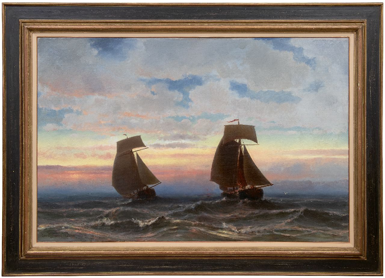 Heemskerck van Beest J.E. van | Jacob Eduard van Heemskerck van Beest | Paintings offered for sale | Sunset at sea, oil on canvas 79.5 x 120.4 cm, signed l.l.