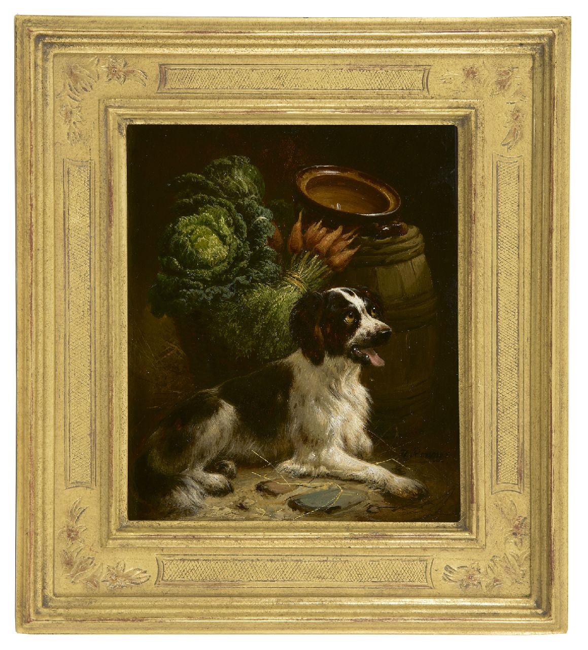 Ronner-Knip H.  | Henriette Ronner-Knip, A young setter, oil on panel 18.8 x 15.8 cm, signed l.r.