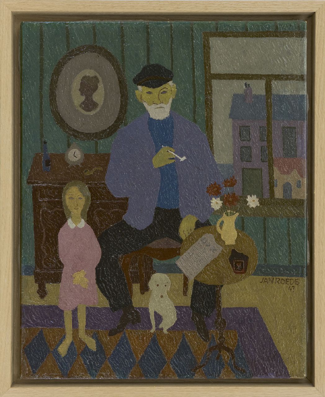 Roëde J.  | Jan Roëde | Paintings offered for sale | Grandfather and granddaughter, oil on canvas 50.5 x 40.4 cm, signed l.r. and dated '43