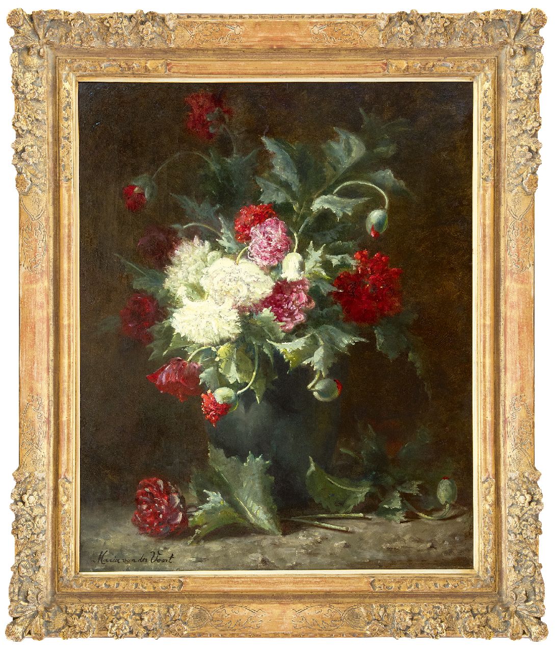 Voort in de Betouw-Nourney M. van der | Maria van der Voort in de Betouw-Nourney | Paintings offered for sale | Poppies in a vase, oil on canvas 79.7 x 66.8 cm, signed l.l.