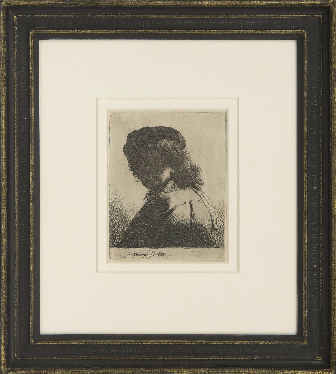 Rembrandt (Rembrandt Harmensz. van Rijn)   | Rembrandt (Rembrandt Harmensz. van Rijn), Self-portrait in a velvet cap and scarf, etching on paper 13.2 x 10.3 cm, signed l.c. in the plate and dated 1633 in the plate