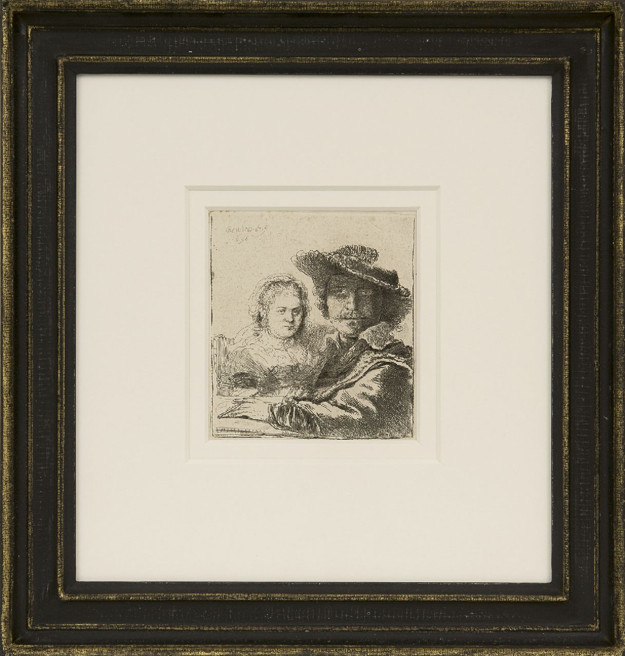 Rembrandt (Rembrandt Harmensz. van Rijn)   | Rembrandt (Rembrandt Harmensz. van Rijn), Selfportrait with Saskia, etching on paper 10.5 x 9.4 cm, signed u.l. in the plate and dated 1636 in the plate