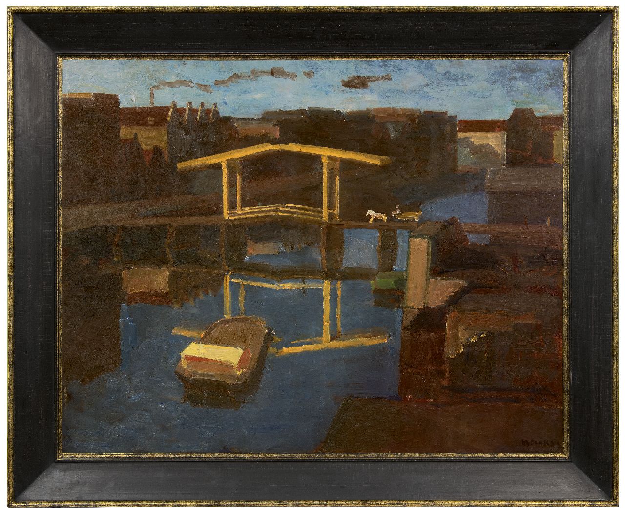 Maks C.J.  | Cornelis Johannes 'Kees' Maks | Paintings offered for sale | The drawbridge (view from  the artist's studio on the Prinseneiland, Amsterdam), oil on canvas 79.4 x 100.0 cm, signed l.r.
