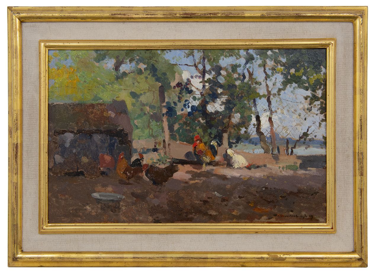 Vreedenburgh C.  | Cornelis Vreedenburgh | Paintings offered for sale | Poultry on a farmyard, oil on board 30.2 x 48.8 cm, signed l.r. and dated '09, without frame