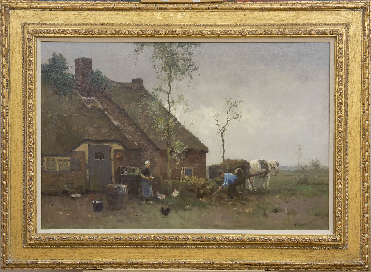 Vreedenburgh C.  | Cornelis Vreedenburgh, A busy farmyard, oil on canvas 58.4 x 89.0 cm, signed l.r.