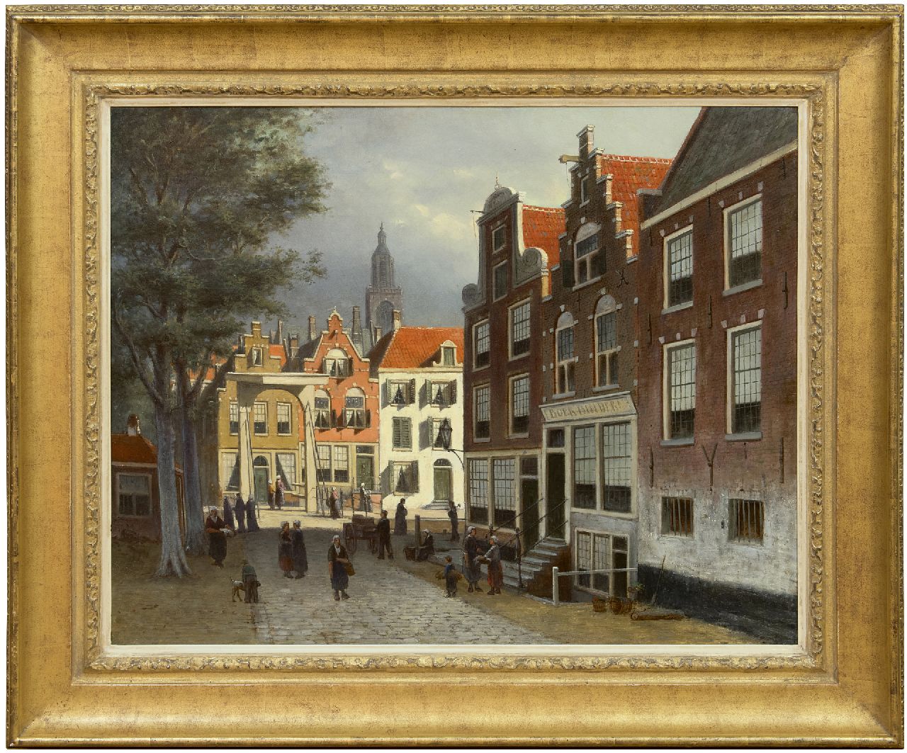 Hulk sr. J.F.  | Johannes Frederik Hulk sr. | Paintings offered for sale | Town view with figures, oil on canvas 66.7 x 82.5 cm