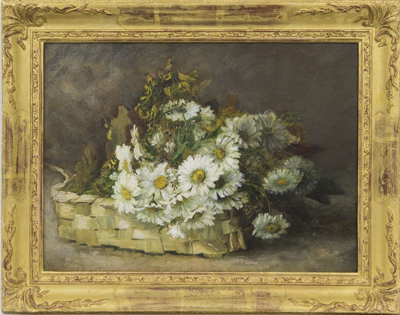 Onbekend   | Onbekend | Paintings offered for sale | Daisies in a basket, oil on panel 28.0 x 38.1 cm, ca 1920