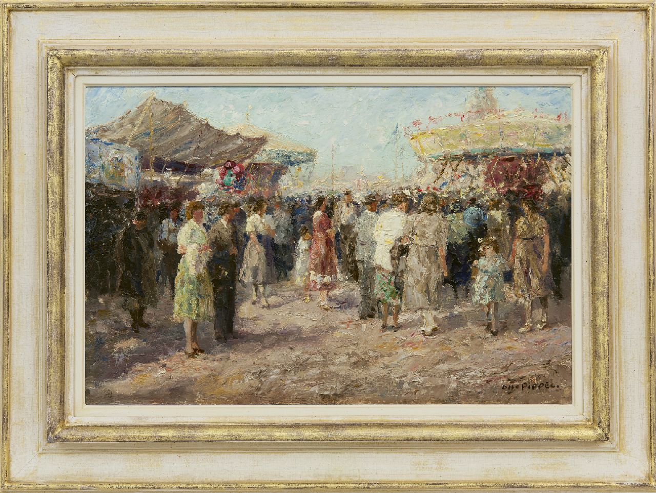 Pippel O.E.  | 'Otto' Eduard Pippel, At the fair, oil on panel 33.8 x 51.6 cm, signed l.r.